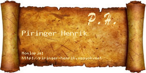 Piringer Henrik névjegykártya